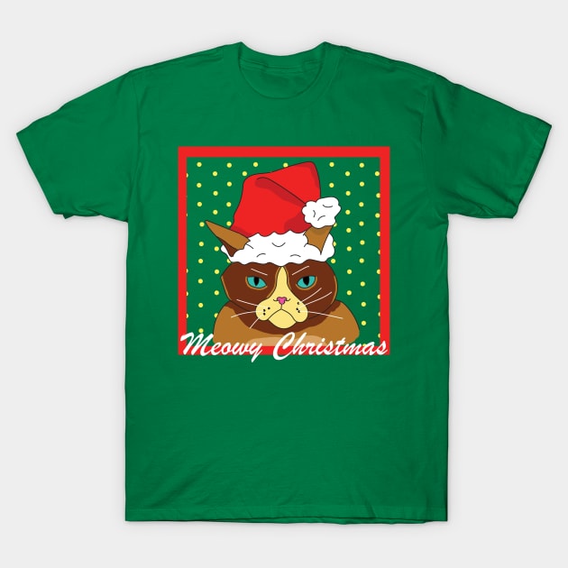 Meowy Christmas T-Shirt by deadlydelicatedesigns